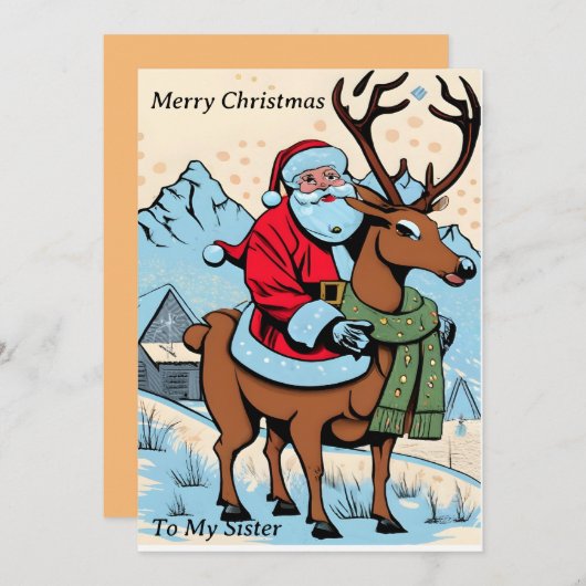 サンタ乗用トナカイのカスタマイズ シーズンカード (正面/裏面)