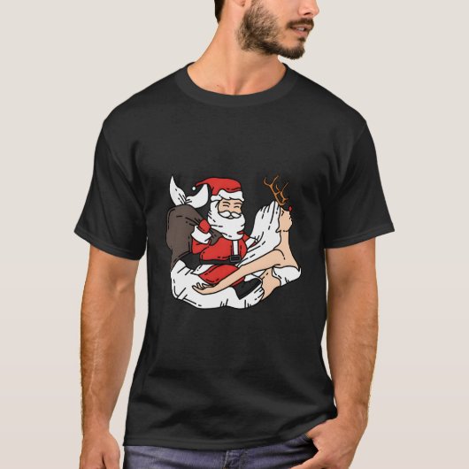 サンタ乗馬の人魚いけなのおもしろいキリストへの贈り物 Tシャツ (正面)