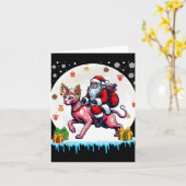 サンタ乗馬トナカイ猫クリスマスオーナーK カード (黄色い花)