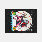 サンタ乗馬トナカイ猫クリスマスオーナーK フリースブランケット (正面(横))