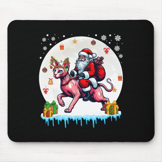 サンタ乗馬トナカイ猫クリスマスオーナーK マウスパッド (正面)