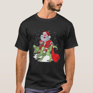 サンタ乗馬恐竜クリスマスパジャマファミリーマック Tシャツ