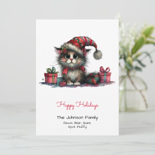 サンタ予測できなハットで幸せな猫 シーズンカード (スタンド正面)