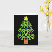 サンタ付きクリスマスツリーの犬または猫を足すF カード (黄色い花)