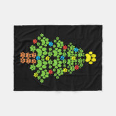 サンタ付きクリスマスツリーの犬または猫を足すF フリースブランケット (正面(横))