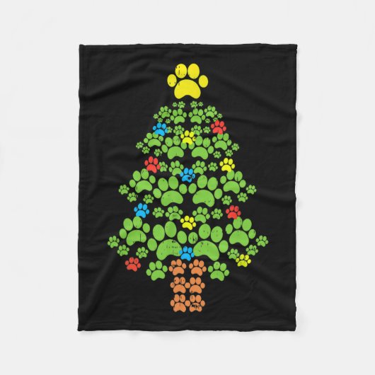 サンタ付きクリスマスツリーの犬または猫を足すF フリースブランケット (正面)