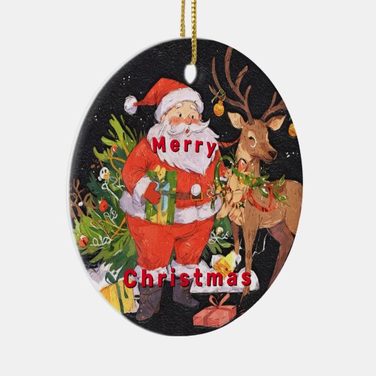 サンタ付きクリスマス – ホリデーシーズン セラミックオーナメント (右)