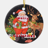 サンタ付きクリスマス – ホリデーシーズン セラミックオーナメント (正面)