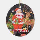 サンタ付きクリスマス – ホリデーシーズン セラミックオーナメント (左)