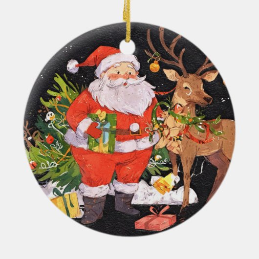 サンタ付きクリスマス – ホリデーシーズン セラミックオーナメント (裏面)