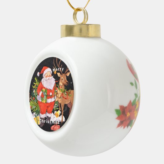 サンタ付きクリスマス – ホリデーシーズン セラミックボールオーナメント (右)