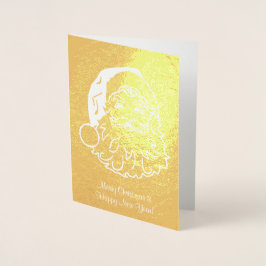 サンタ付きゴールドフォイルのクリスマスカード 箔カード