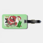 サンタ伝統的ホールディングの看板ツリーにかわいい動物たち ラゲッジタグ (裏面横)