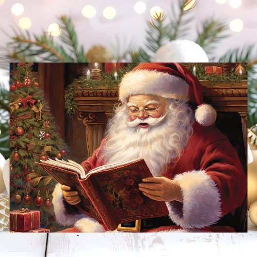 サンタ伝統的読の本のクリスマス シーズンカード