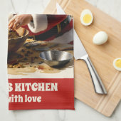 サンタ作りフルーツケーキクリスマスパーソナライズされた キッチンタオル (四つ折り)