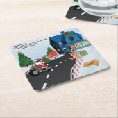 サンタ保マイギフトおもしろいサンタオンバイク スクエアペーパーコースター (アングル)