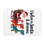 サンタ信じと恐竜（サンタに乗るディノス） マグネット (横)