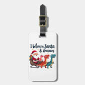 サンタ信じと恐竜（サンタに乗るディノス） ラゲッジタグ (正面縦)