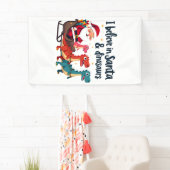 サンタ信じと恐竜(サンタに乗るディノス) 横断幕 (インサイチュ)