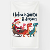 サンタ信じと恐竜(サンタに乗るディノス) 横断幕 (縦)