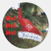サンタ信じの赤い帽子 ラウンドシール (正面)