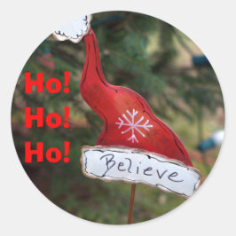 サンタ信じの赤い帽子 ラウンドシール