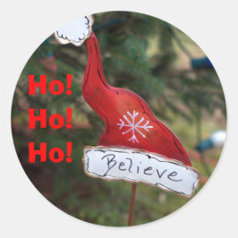 サンタ信じの赤い帽子 ラウンドシール