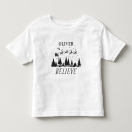 サンタ信じクリスマス伝統的ブラック トドラーTシャツ