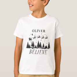 サンタ信じクリスマス伝統的ブラック Tシャツ