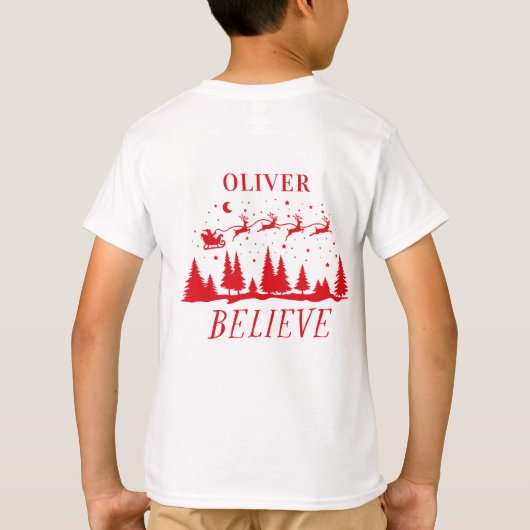 サンタ信じクリ伝統的スレッド Tシャツ (裏面)