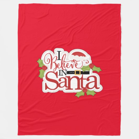 サンタ信じーにいる フリースブランケット (正面)