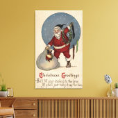 サンタ充填ストッキングからブリム キャンバスプリント (インサイチュ (リビング))