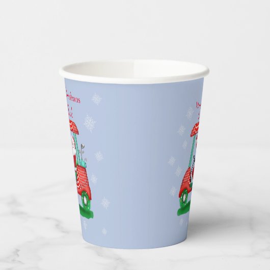 サンタ入りゴルフカートめでたいクリスマスパーティー! 紙コップ (左)