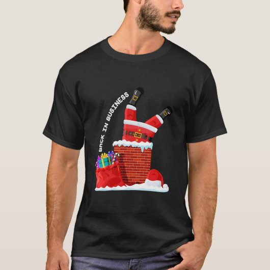 サンタ再開 — 楽しいクリスマスの煙突 Tシャツ (正面)