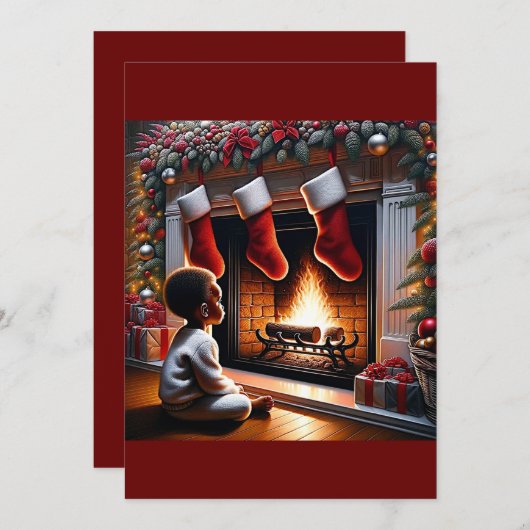 サンタ到着:トドラー疑問に思ズ シーズンカード (正面/裏面)