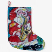 サンタ及びサクソフォーンのクリスマス・パーティ スモールクリスマスストッキング (正面)