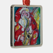 サンタ及びサクソフォーンのクリスマス・パーティ メタルオーナメント (右)