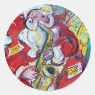 サンタ及びサクソフォーンのクリスマス・パーティ ラウンドシール