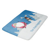 サンタ及びトナカイのかわいい名前をカスタムするのバス・マット バスマット (アングル)