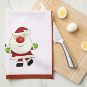 サンタ及びトナカイのクリスマスの休日 キッチンタオル (四つ折り)