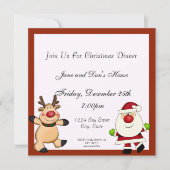 サンタ及びトナカイのクリスマスの休日 招待状 (正面)
