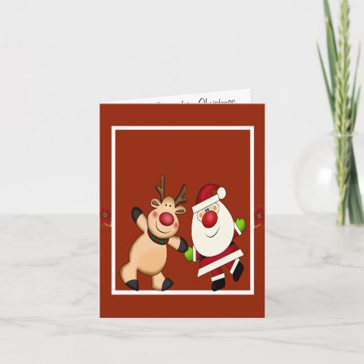 サンタ及びトナカイのクリスマスの休日 招待状 (正面)