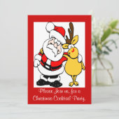 サンタ及びルドルフのクリスマスのパーティの招待状 招待状 (スタンド正面)