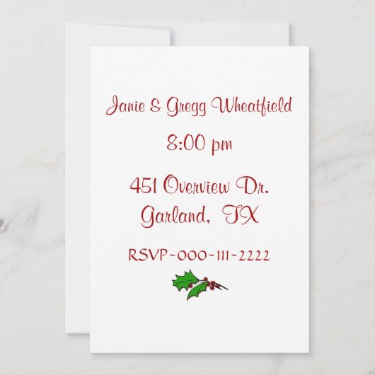 サンタ及びルドルフのクリスマスのパーティの招待状 招待状 (裏面)