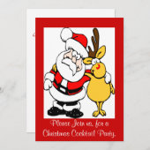 サンタ及びルドルフのクリスマスのパーティの招待状 招待状 (正面/裏面)