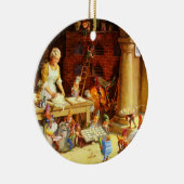 サンタ及び夫人クロース及び小妖精や小人はクッキーを焼きます セラミックオーナメント (右)