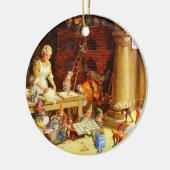 サンタ及び夫人クロース及び小妖精や小人はクッキーを焼きます セラミックオーナメント (左)