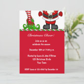 サンタ及び小妖精や小人の休日のパーティの招待状 招待状 (スタンド正面)