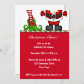 サンタ及び小妖精や小人の休日のパーティの招待状 招待状 (正面/裏面)