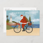 サンタ図解入りの、写真付きのライディングアサイクリングサマーホリデー シーズンポストカード (正面/裏面)